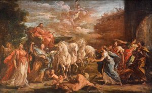 Triomfantelijke intocht in Düsseldorf van prins Johann Wilhelm von der Pfalz, keurvorst paltsgraaf door Giovanni Antonio Pellegrini